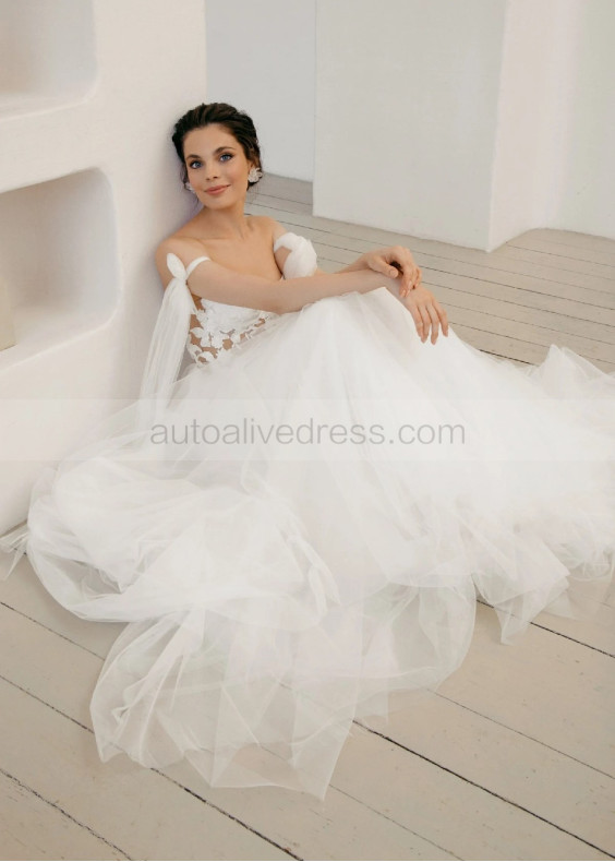 Sexy Off Shoulder Ivory Lace Tulle Wedding Dress Sexy Off Shoulder Ivory Lace Tulle Wedding Dress